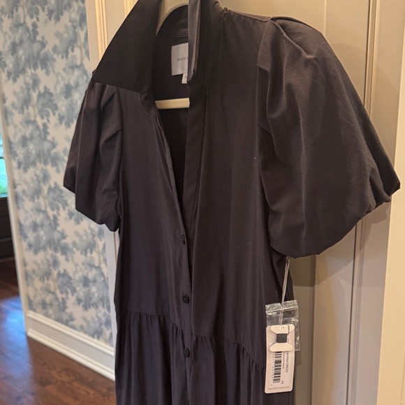 NWT Brochu Walker Havava Maxi Dress - Soft Black Puff-Sleeve Shirt Dress - Picture 4 of 5